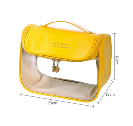 Hot Selling Cosmetics Storage Bag Waterproof Organizing Bag Box (Yellow-Hook Bag (Transparent Visible/Waterproof Large Capacity))
