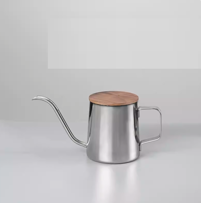Hot selling ear-mounted coffee pot (250ml ear-mounted coffee pot mirror finish + walnut lid)