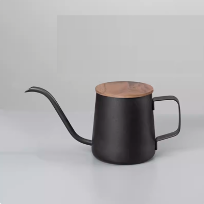 Hot selling ear-mounted coffee pot (350ml ear-mounted coffee pot black + walnut lid)