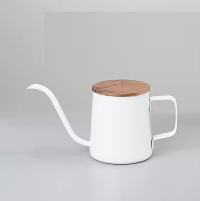 Hot selling ear-mounted coffee pot (350ml ear-mounted coffee pot white + walnut lid)