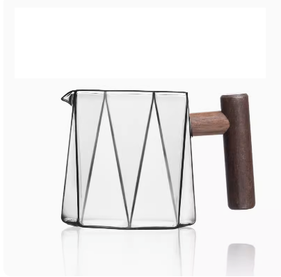 Hot selling coffee sharing pot (transparent white anise sharing pot 450ml (walnut handle))