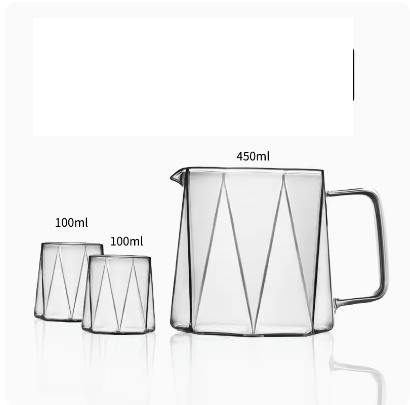 Hot selling coffee sharing pot (transparent white star anise sharing pot 450ml (glass handle) + two transparent white anise tasting cups)