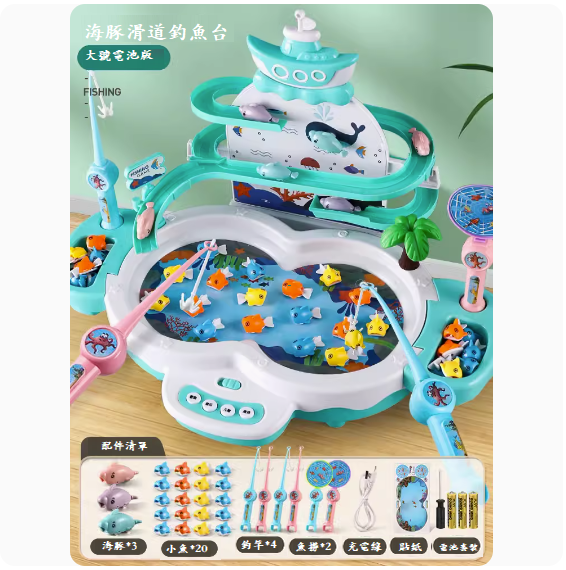 Popular children's fishing toys ([Feitian three-layer model] large bird lake blue [battery version])