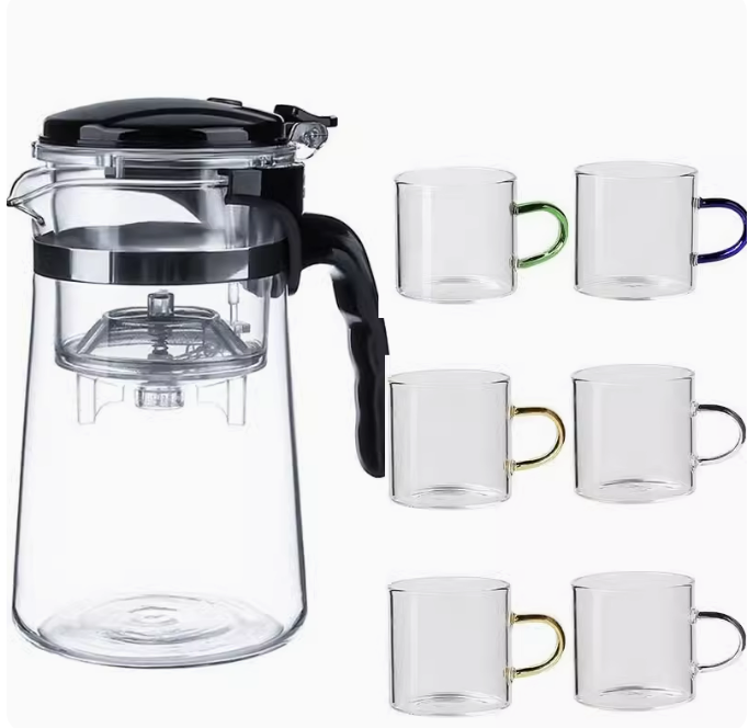 Hot style [7-piece set] household teapot (elegant pot [900ml] + six tea cups)