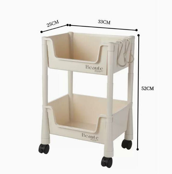 Popular style (two floors - wheeled version) bookshelf storage rack #