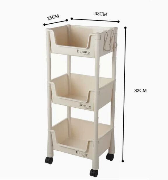 Popular style (three layers - wheeled version) bookshelf storage rack #