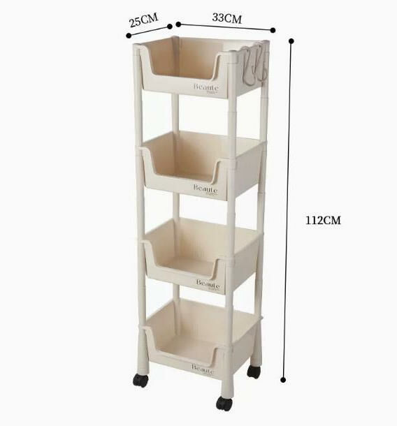 Popular style (four layers - wheeled version) bookshelf storage rack #