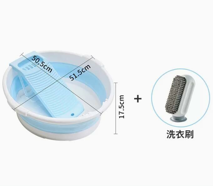 Popular style (blue and white - extra large [+ laundry brush]) folding laundry tub