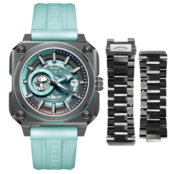 【ROMAGO 雷米格】 史努比飛行系列 經典 八角型 夜光 日期顯示 機械 手錶