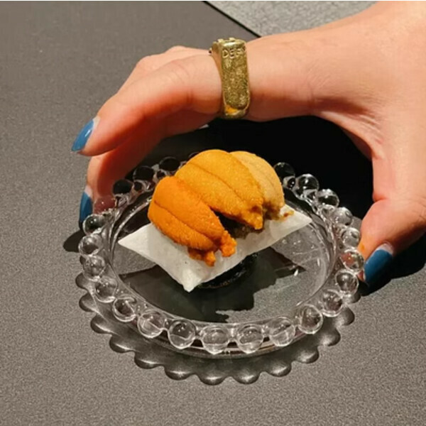 新款西式魚子醬玻璃盅甜品碗（9.5CM珍珠圓碟）