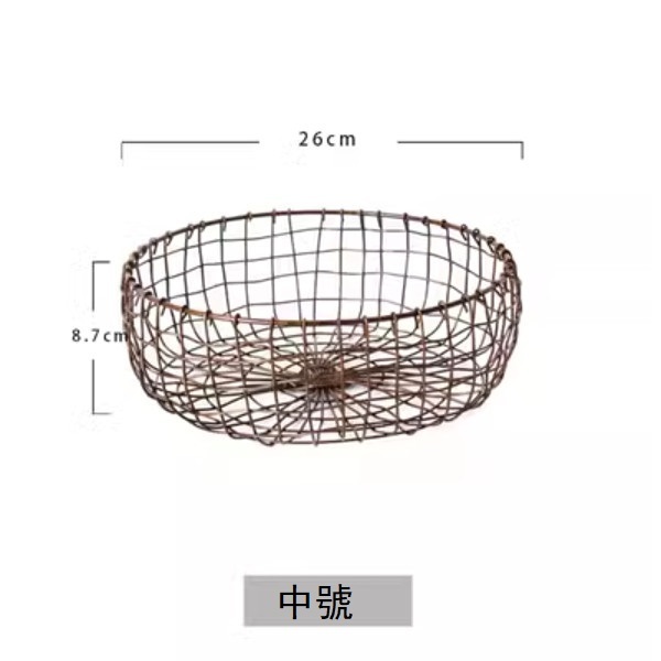 新款銅色手工編織鐵線西餐麵包盤（復古中號）