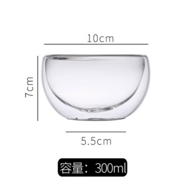 新款創意雙層玻璃甜品碗點心碟（雙層款300ML）