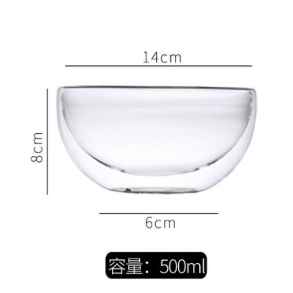 新款創意雙層玻璃甜品碗點心碟（雙層款500ML）