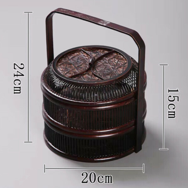 Hotly recommended creative retro handmade double-layer basket snack box (small size)