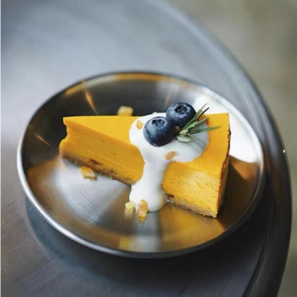 Hot push round frosted stainless steel dessert plate (14CM)