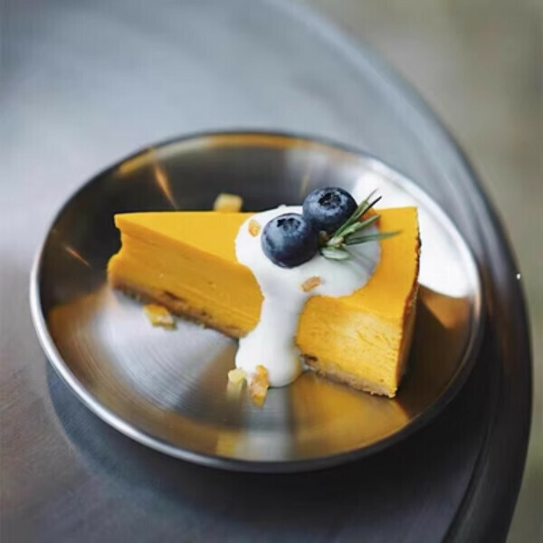 Hot push round frosted stainless steel dessert plate (17CM)