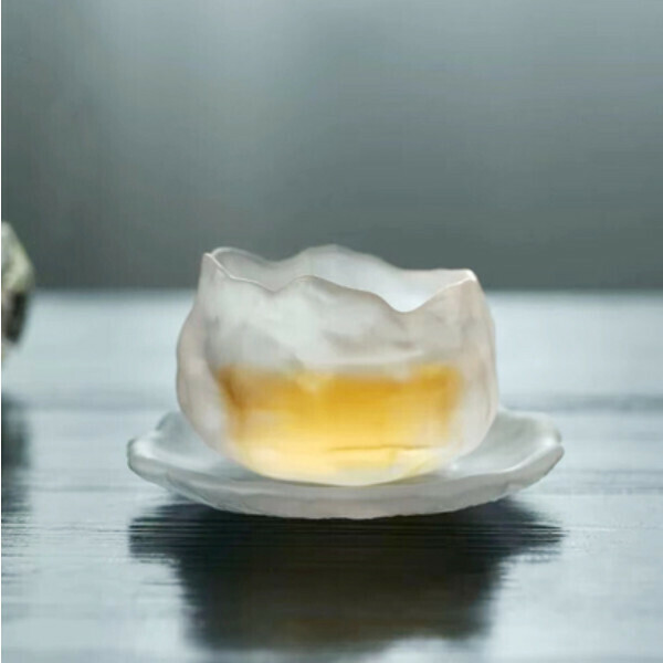 熱推法式創意料理甜品杯碟玻璃套碟（磨砂組合 磨砂薄碟+磨砂杯）