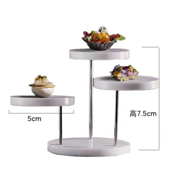 熱推點心甜品臺創意糕點水果三層亞克力盤子（顏色：白色/黑色可選）（小號）（下單聯絡客服確認發貨顏色）