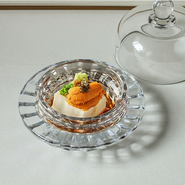 熱推帶蓋年輪紋玻璃盅點心碟（帶蓋年輪盅）