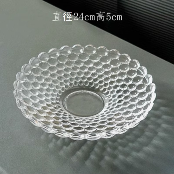 熱推創意錘紋斗笠玻璃盤點心盤（錘印西餐盤）