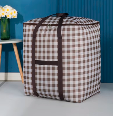 Hot push storage bag (vertical style - coffee grid) (large size)