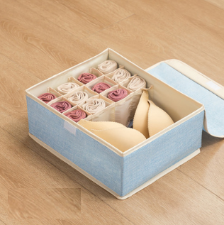 Hot push fabric storage box (13 compartments (no bottom plate) - blue) (size: 31*25*13cm)