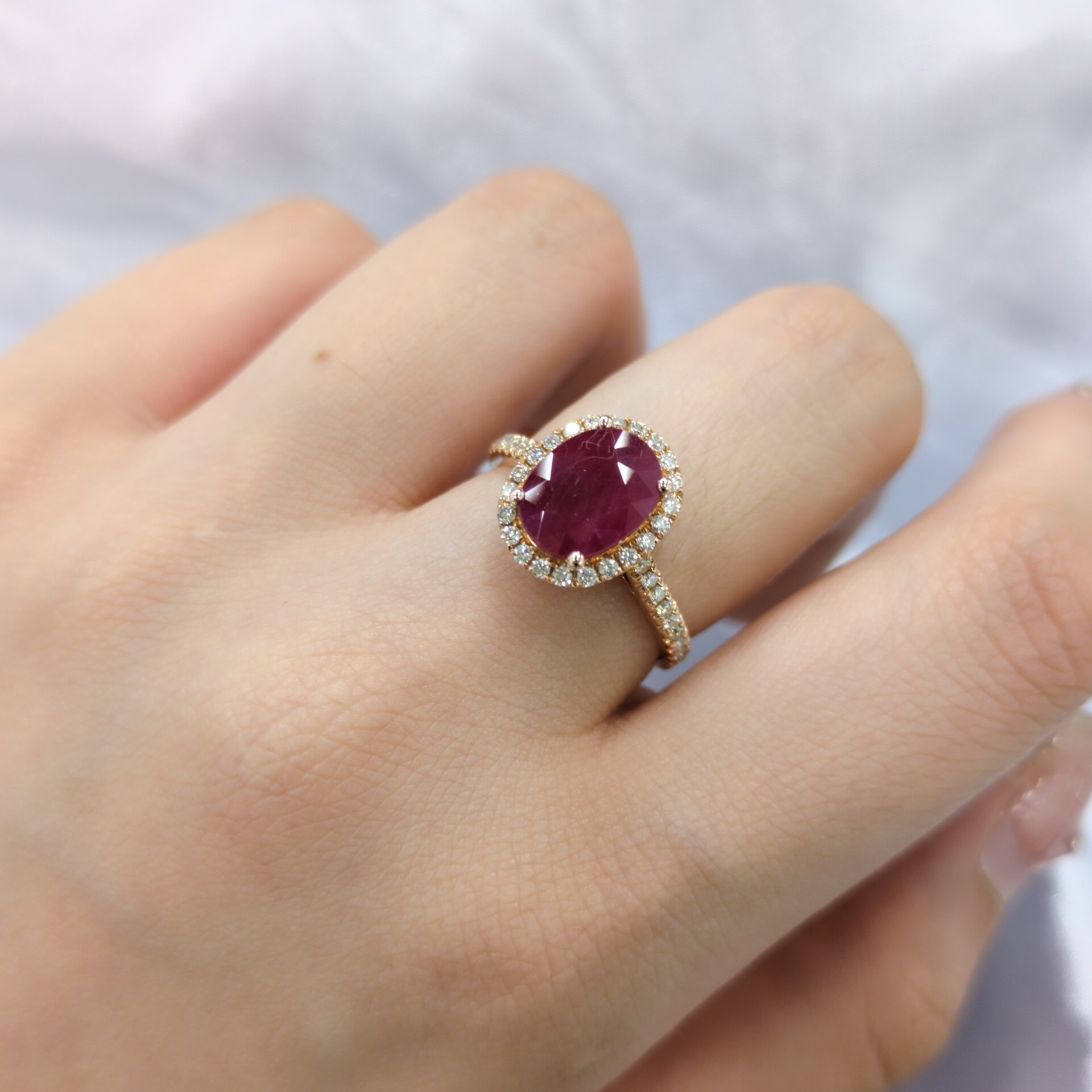18K Rose Gold 2.41ct Ruby and Diamond Ring