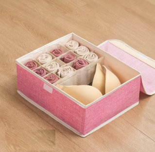 Hot push fabric storage box (13 compartments (no bottom plate) - pink) (size: 31*25*13cm)