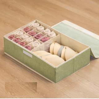 Hot push fabric storage box (17 compartments (with bottom plate) - green) (size: 49*31*13cm)