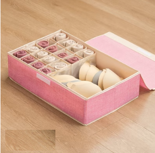 Hot-recommended fabric storage box (17 compartments (with bottom plate) - pink) (size: 49*31*13cm)
