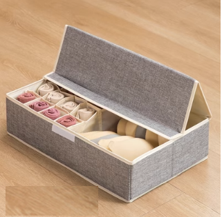 Hot-recommended fabric storage box (upgraded hard cover with 17 compartments - gray) (size: 49*31*13cm)