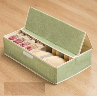 Hot-recommended fabric storage box (upgraded hard cover with 17 compartments - green) (size: 49*31*13cm)