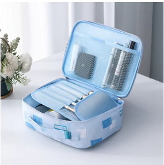 Hotly recommended cosmetics storage bag (Type A--New upgrade--Blue Geometry)