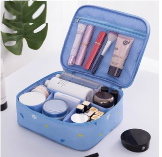 Hotly recommended cosmetics storage bag (Type B--new upgrade--blue background flower)