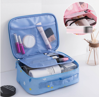 Hotly recommended cosmetics storage bag (Type A--new upgrade--blue background flower)