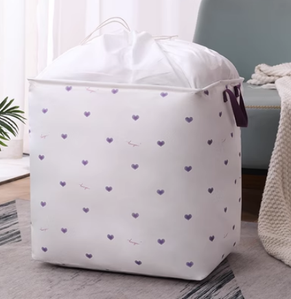 Hotly recommended storage organization and packing bag (100L--purple heart on white background)