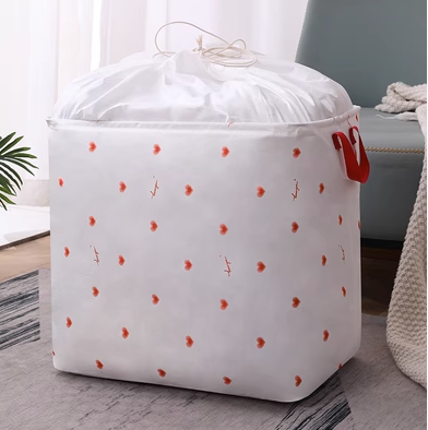 Hotly recommended storage packing bag (100L--red heart on white background)