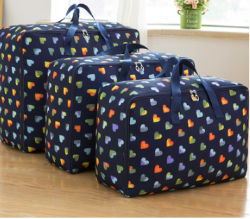 Popular Oxford cloth storage bag (Navy Blue Heart) (Thin and light three-piece set [medium + large + extra large])