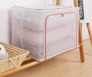Popular storage box (lotus root powder-PVC nylon grid waterproof and dustproof model) (66L [50*40*33cm] transparent and visible/double opening)