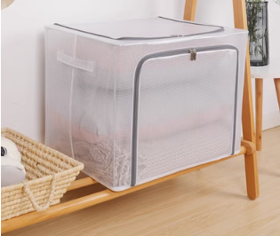 Popular storage box (grey--PVC nylon grid waterproof and dustproof style) (80L [50*40*40cm] transparent visible/double opening)