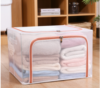 Popular storage box (lotus pink - transparent mesh breathable style) (110L [60*45*40cm] transparent and visible/pair)