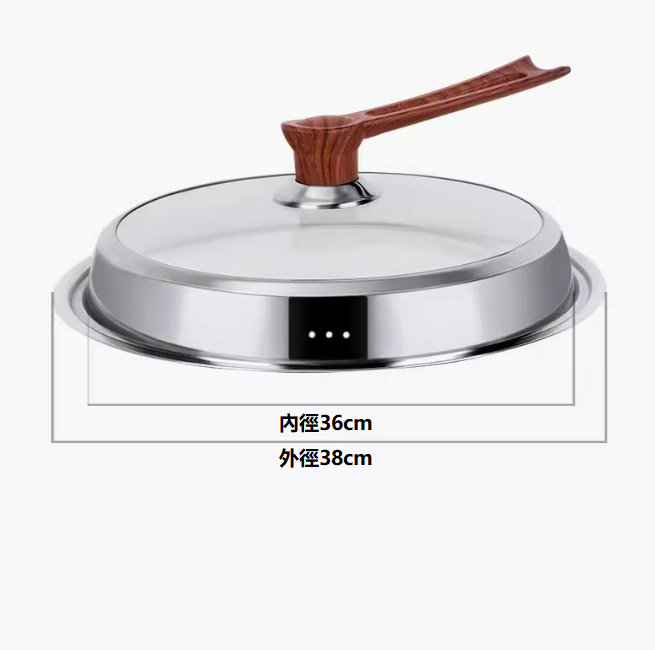 Popular stainless steel pot lid ([38cm full see-through] with stand-up handle)