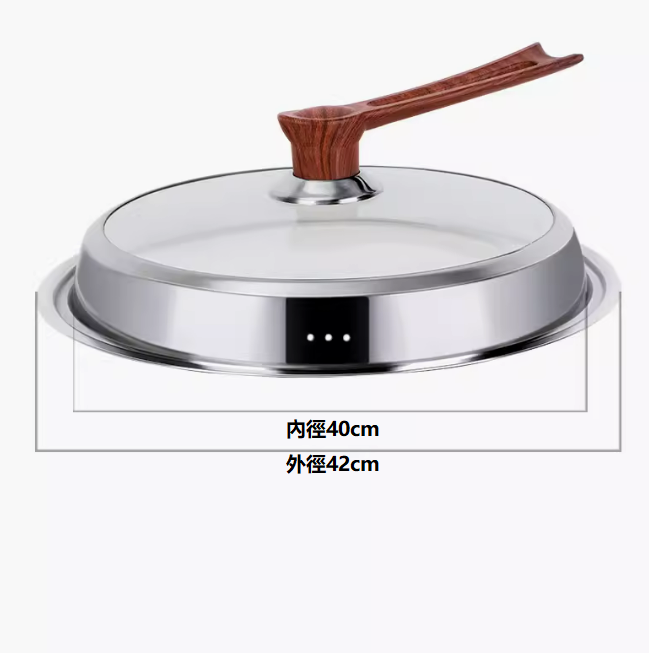 Popular stainless steel pot lid ([42cm full see-through] with stand-up handle)