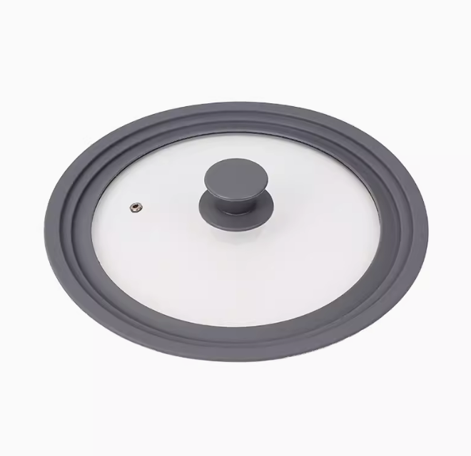 Popular tempered glass pot lid (silicone stepped lid 24cm-26cm-28cm)