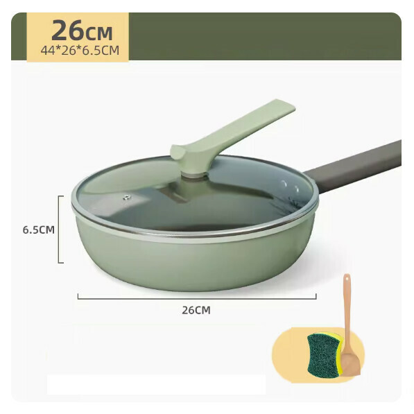 爆款麥飯石炒鍋不粘家用煎炒兩用鍋電磁爐平底鍋(26CM小鳥煎炒兩用鍋)