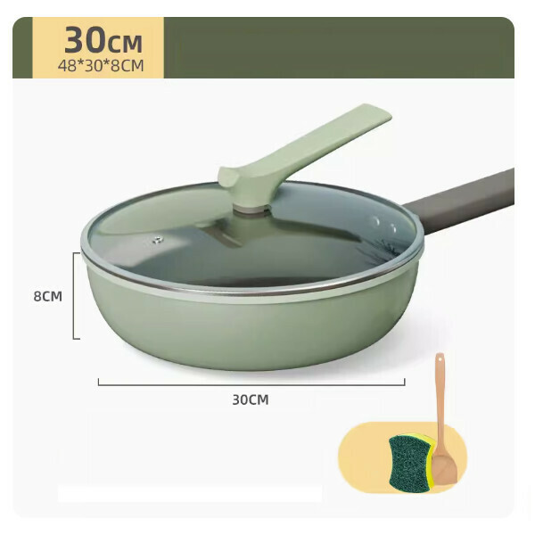 爆款麥飯石炒鍋不粘家用煎炒兩用鍋電磁爐平底鍋(30CM小鳥煎炒兩用鍋)