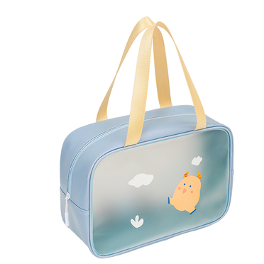 Popular cartoon frosted cosmetic bag storage bag (blue cow-large size (with dry and wet separation))