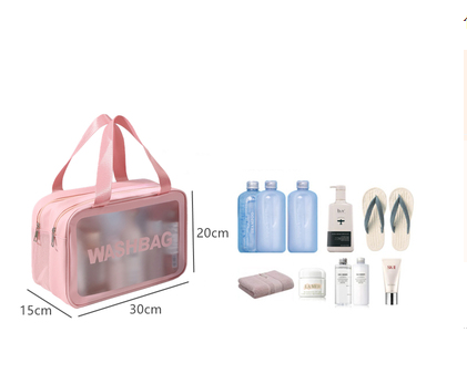 Popular cartoon frosted cosmetic bag storage bag (large size - double layer (with wet and dry separation) pink)
