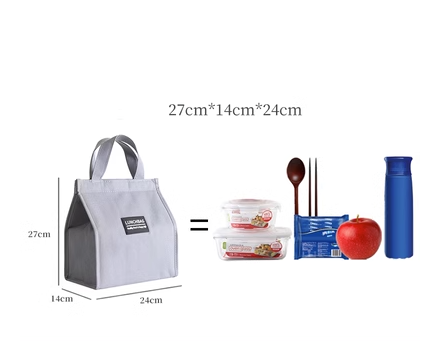 Popular lunch box handbag thermal bag (grey-medium size [zipper version is more insulating])