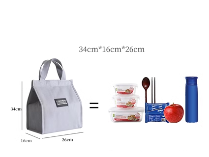 Popular lunch box handbag thermal bag (grey-large [zippered version is more insulating])